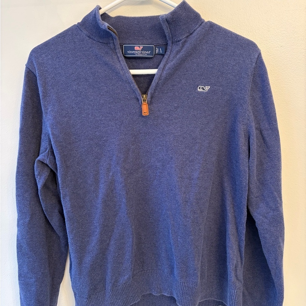 Vineyard Vines boys large 16 navy blue 1/4 zip pullover sweater